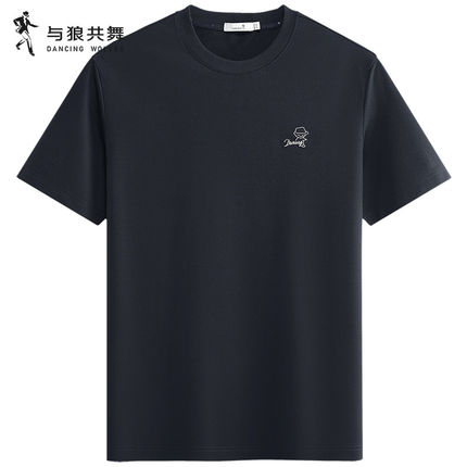 含桑蚕丝】与狼共舞圆领短袖T恤男2026夏季新款抑菌弹力百搭上衣