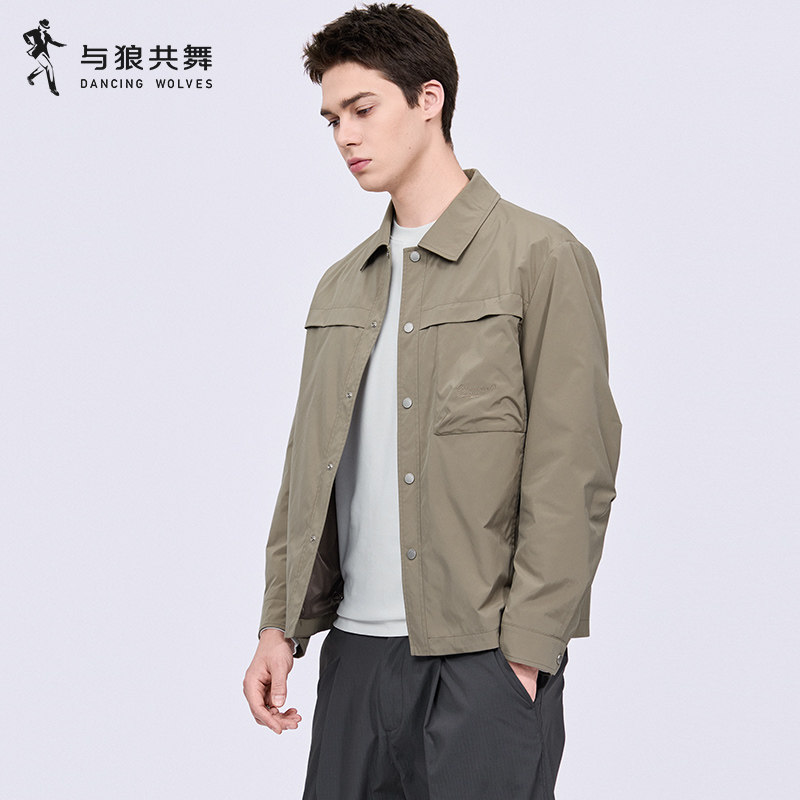 【高密防风】与狼共舞翻领夹克男2026秋季新款工装多口袋休闲外套