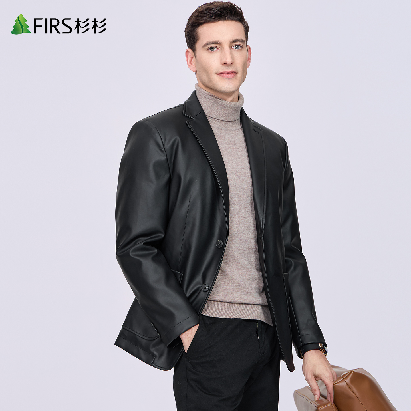 【羽绒内胆】杉杉西服男2025冬季新款PU皮商务职场单西保暖西装