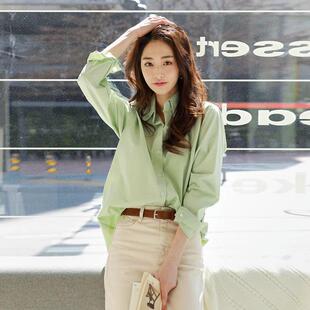 浅绿色衬衫 宽松显瘦长袖 外套女春秋新款 薄款 防晒上衣 夏季 法式