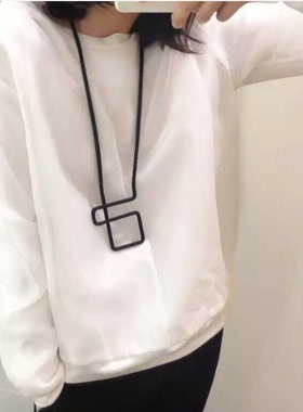 cos 网红款 迷宫几何 黑色 绳子 长款 项链 女 秋冬新款