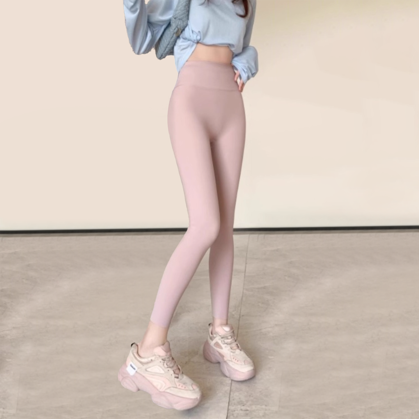 秋冬粉色鲨鱼裤小脚瑜伽裤