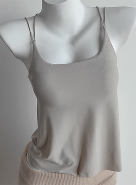 白色莫代尔吊带背心女带胸垫纯欲低领文胸一体美背内衣西装内搭