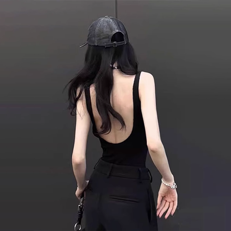 美式露背吊带小背心女装夏装外穿带胸垫内搭文胸一体辣妹抹胸上衣