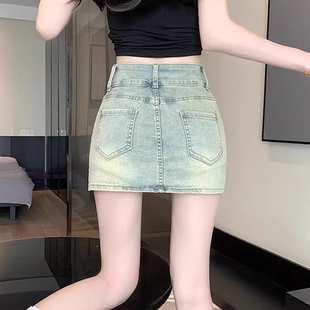 高腰包臀牛仔短裙女辣妹裙子夏季小个子显瘦大码防走光半身裙裤