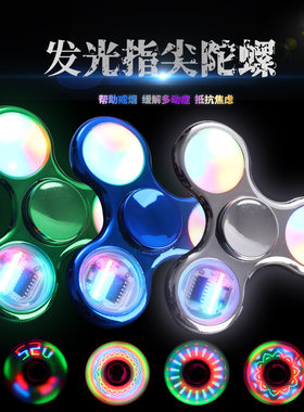 减压神器指尖陀螺发光三叶旋转