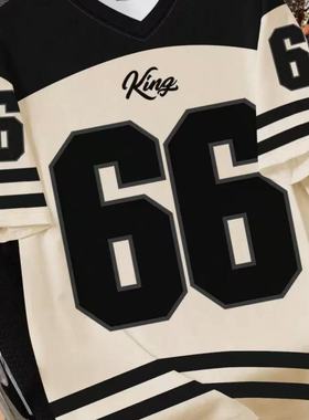 2025 V-neck jersey T-shirt short sleeved retro sports style