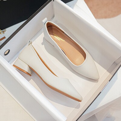 女士黑色气质显瘦鞋子尖头OL