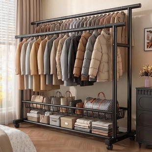 双杆衣架落地卧室可移动挂衣架子室内晾衣架宿舍凉衣杆简易衣帽架