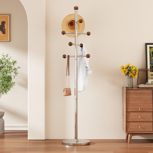 不锈钢衣帽架落地中古风挂衣架卧室小型家用简约现代挂包衣服架子