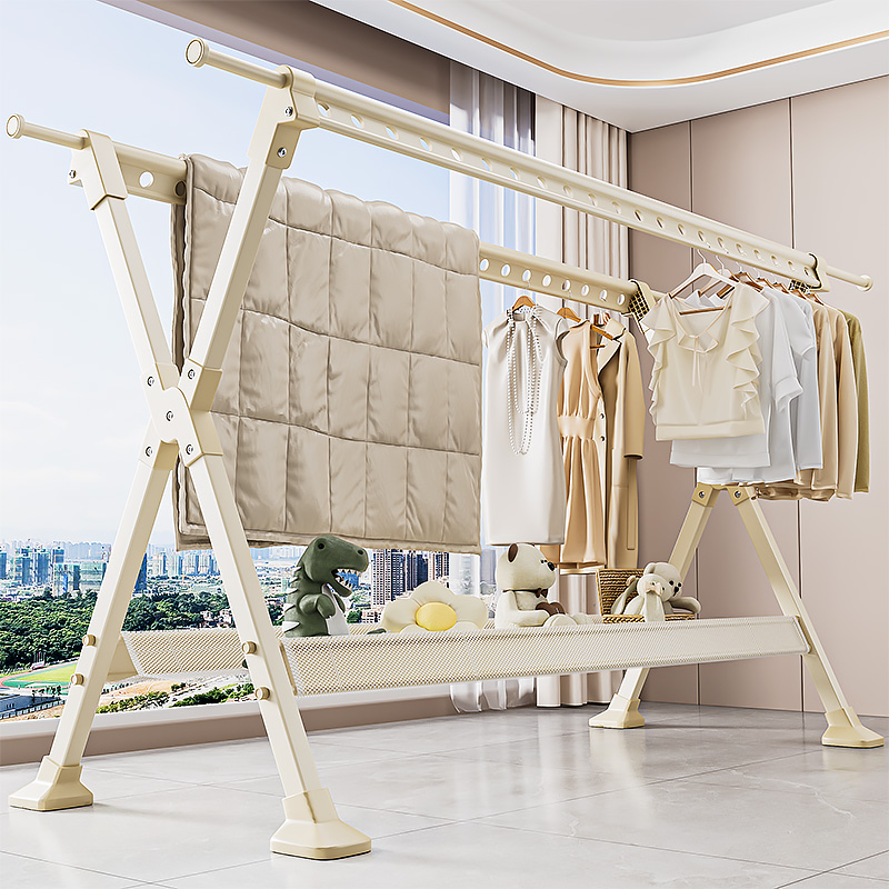 晾衣架落地家用阳台折叠凉衣杆