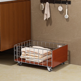浴室柜下小推车置物架脏衣篮可移动带轮脏衣篓卫生间脏衣服收纳筐