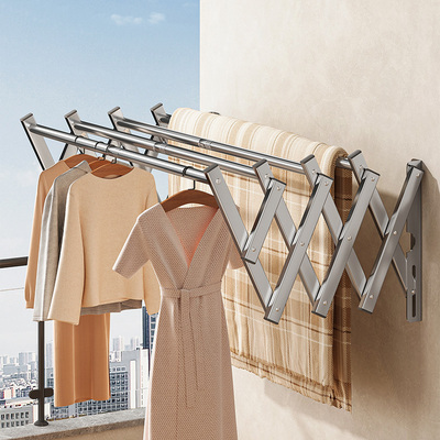 阳台伸缩晾衣杆家用晾衣架壁挂