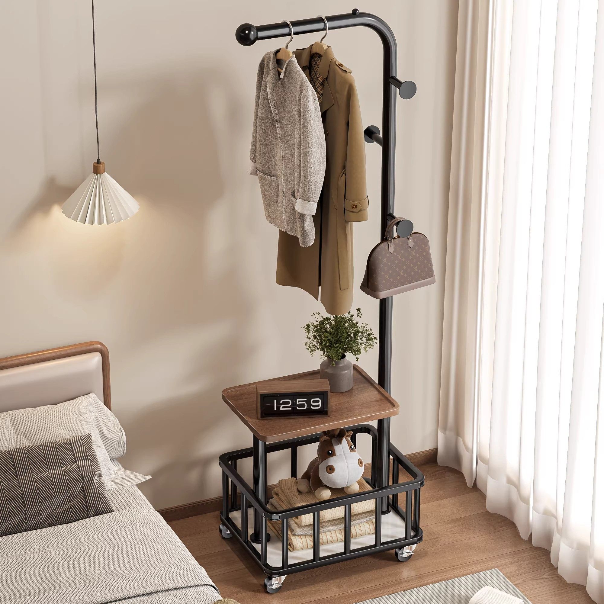 落地挂衣挂包架可移动卧室衣帽架家用置地轻奢客厅晾衣服收纳架子,收纳整理,衣帽架,淘宝优惠券,粉丝福利购,淘宝优惠卷