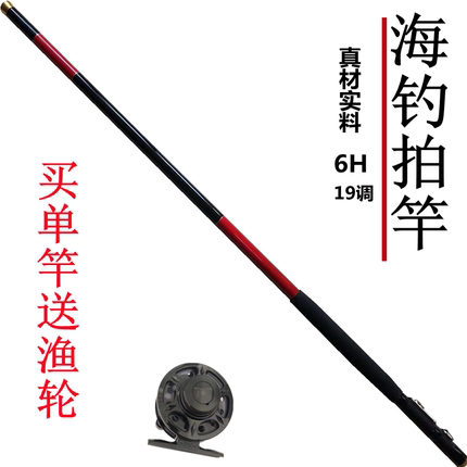 6H19调海钓中通拍竿梭鱼竿碳素超轻超硬定位拍杆鲈鱼竿套装包邮