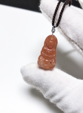 D434# 天然南红观音吊坠22*12*6.8mm