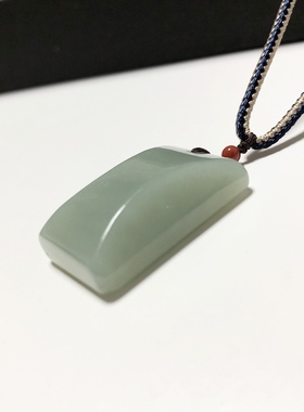 D1187# 天然和田玉粉青鹅蛋青无事牌31*19*10mm 重12.99克 配证书