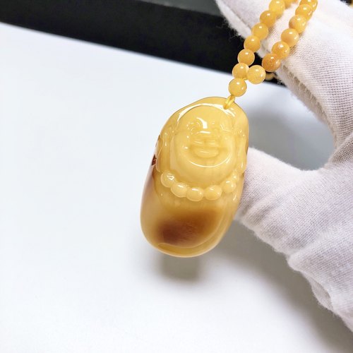 D1058# 天然蜜蜡佛公吊坠47*28*24.5mm 配蜜蜡万能链 重23.70克