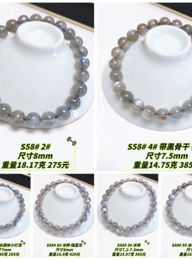 S58# 天然蓝月光拉长石单圈手链7-8mm 多款可选