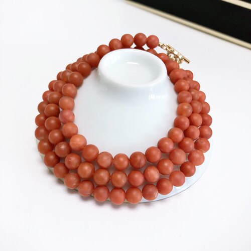 S369# 天然保山南红三圈手链6mm