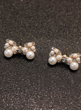 J169 925纯银耳饰 莫桑 珍珠 耳钉 耳环 电镀保色 金色