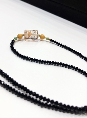 D704# 天然黑金超桶珠滚运珠锁骨链15*10mm 配黑尖晶万能链 蜜蜡