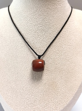 D1384# 天然南红桶珠吊坠 滚运珠锁骨链15*14.5mm