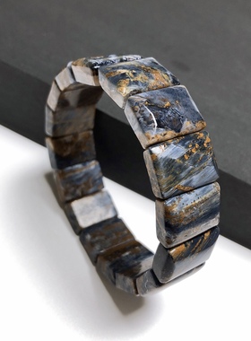 S1686# 天然彼得石手排 地球纹暴风雨宝石手链18.3*13.3*6.5mm