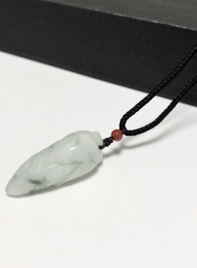 D879# 天然A货翡翠糯种白底辣绿飘花玉米吊坠 金玉满堂挂件