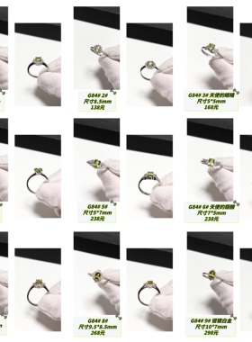 G84# 天然橄榄石宝石戒指 S925银精工镶嵌开口戒托 多款可选