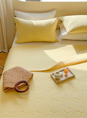 有态度满天星双面纯棉夹棉床盖三件套纯色榻榻米垫子全棉床单单件