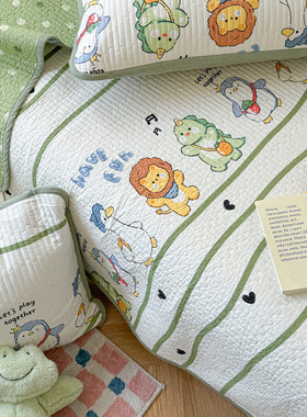 有态度韩国A类新疆棉花纯棉床盖三件套夹全棉绗缝榻榻米婴幼定制