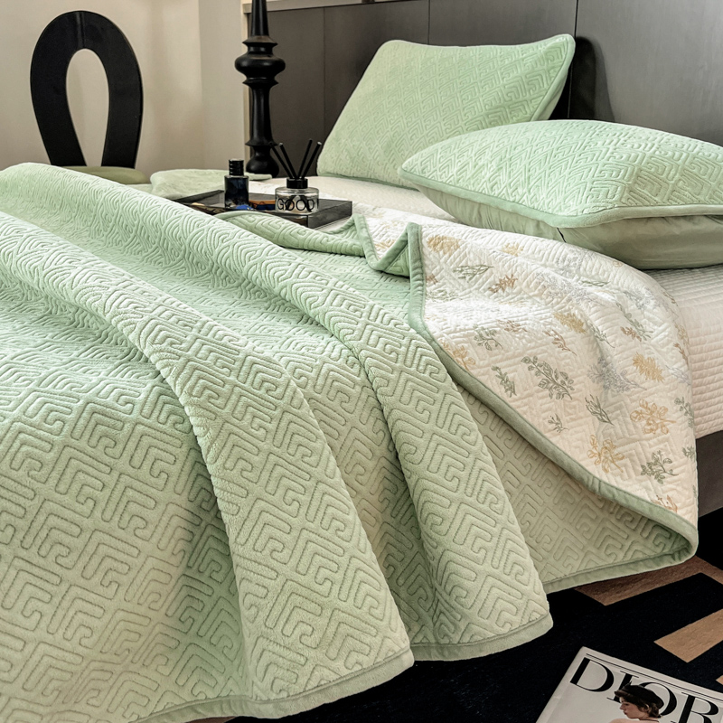 有态度一面绒一面纯棉床盖三件套牛奶绒床单单件榻榻米垫子可定制