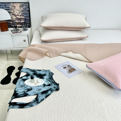 有态度双面纯棉床盖三件套纯色榻榻米垫夹棉绗缝全棉床单四季定制