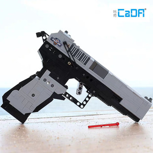 中国积木枪M23手枪带弹射可发射子弹组装拼装益智儿童玩具枪模型