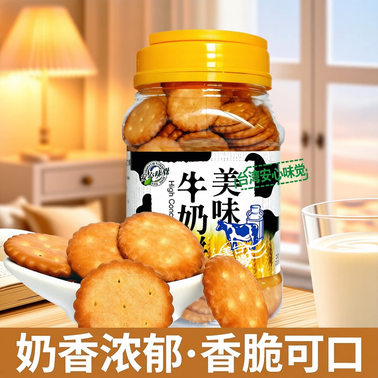 台湾安心味觉牛奶饼干320g办公室下午茶香甜脆罐休闲食品原装进口