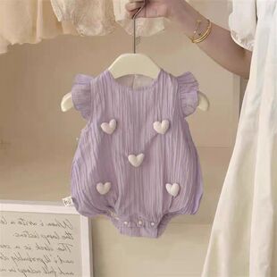 婴儿薄款夏装夏季包屁衣女宝宝爬服立体玩偶哈衣新生儿连体衣