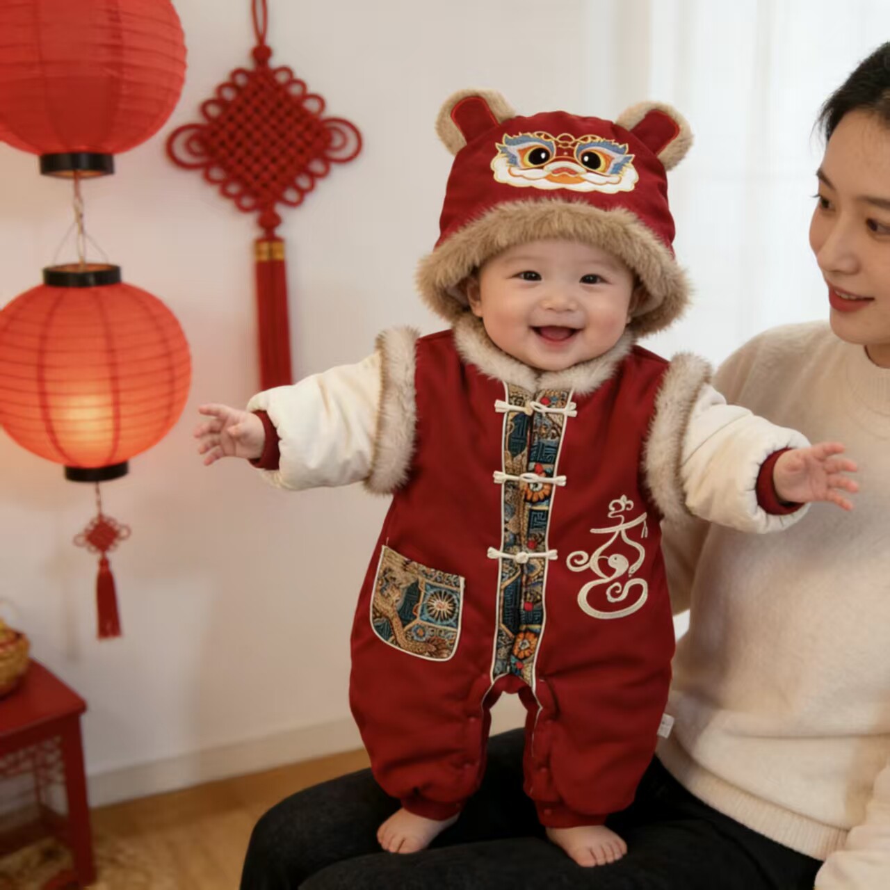 婴儿棉服冬季宝宝连体衣冬装拜年服婴幼儿国风加厚外出服满月百天,童装/婴儿装/亲子装,连身衣/爬服/哈衣,淘宝优惠券,粉丝福利购,淘宝优惠卷