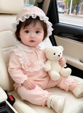 满月婴儿衣服秋装女宝宝淑女连体衣可爱百天公主服新生儿哈衣外出