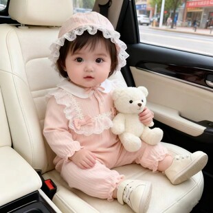 满月婴儿衣服秋装女宝宝淑女连体衣可爱百天公主服新生儿哈衣外出
