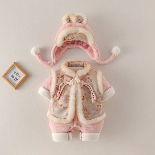 婴幼儿宝宝连体衣秋冬装可爱洋气爬爬服满月周岁棉衣外出加厚衣服