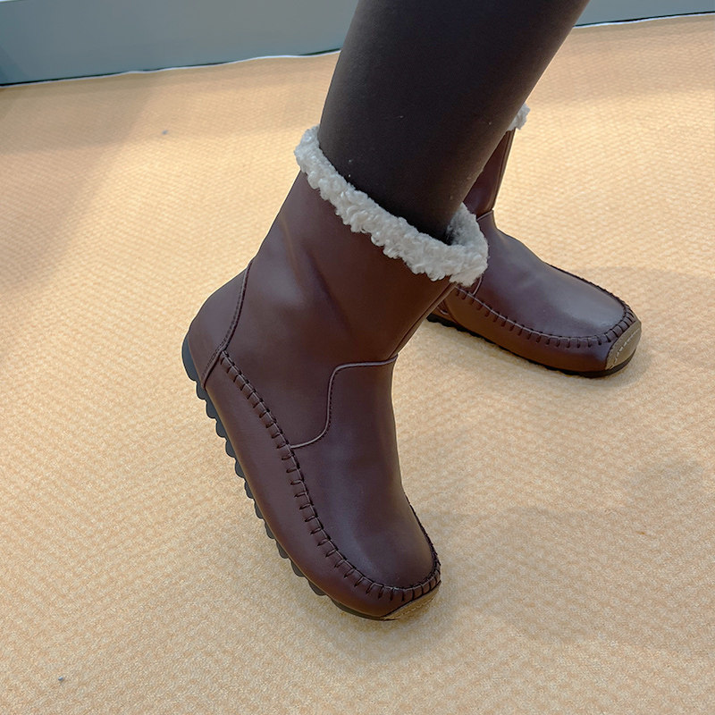 莱斯佩斯女鞋专柜正品2022秋冬季平底棉靴加绒软底牛皮雪地靴5T54,女鞋,时尚雪地靴,淘宝优惠券,粉丝福利购,淘宝优惠卷