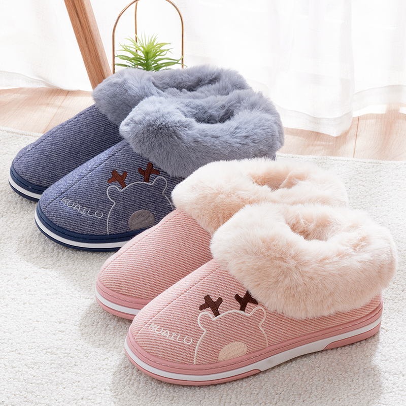 包跟冬季加绒保暖防滑厚底月子鞋