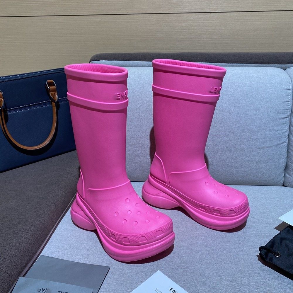 阿希哥同款巴黎网红时尚雨靴炸街增高不过膝厚底防滑水鞋一件代发
