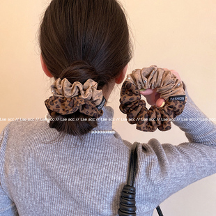 韩系豹纹大肠发圈女高级感洋气时尚头花高弹力耐用扎发绳丸子头饰