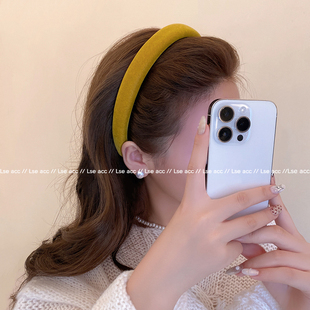 复古彩色丝绒发箍女款 高颅顶显脸小宽边洗脸压发发卡头箍 2025新款