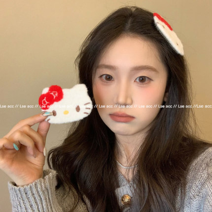 全世界巨可爱的KT猫刘海贴！甜美少女心毛绒侧边刘海碎发贴魔术贴