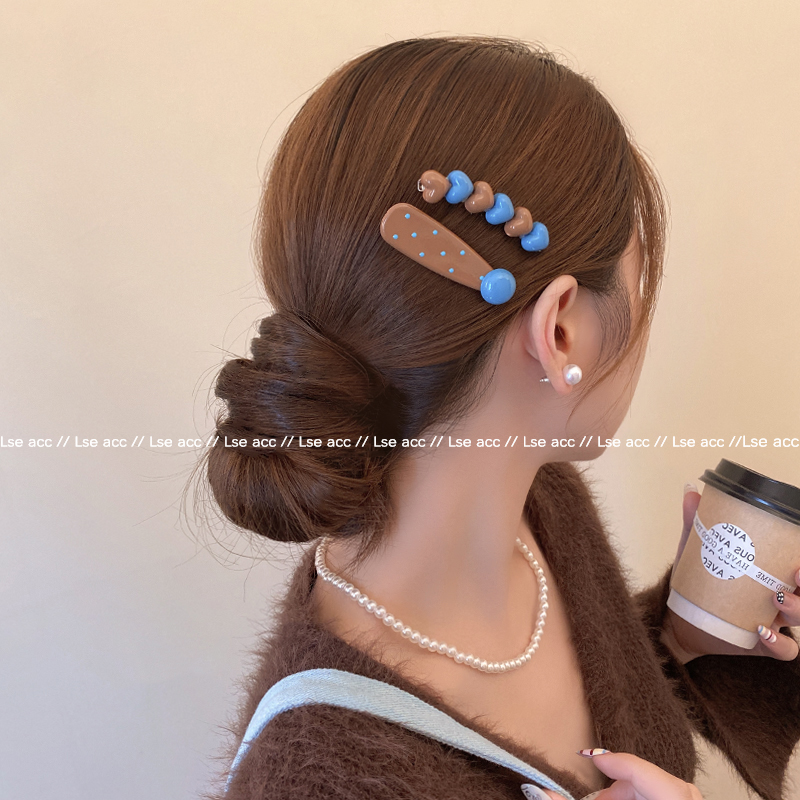海盐奶咖发夹女爱心边夹