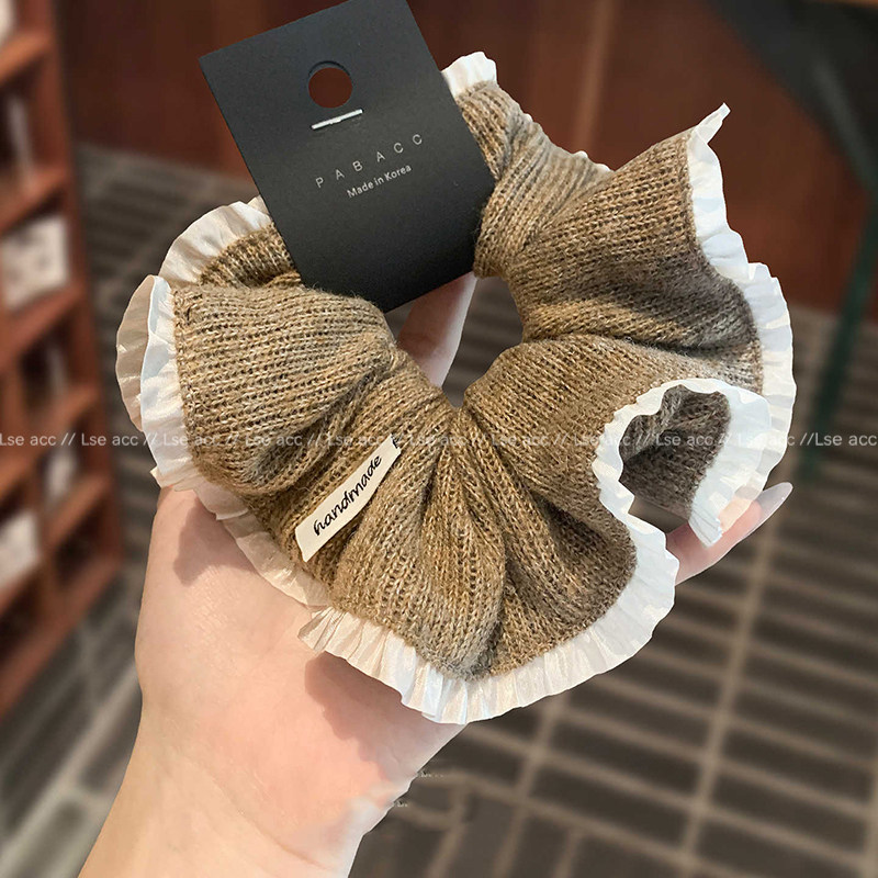 减龄精致少女心针织荷叶边肥肠圈