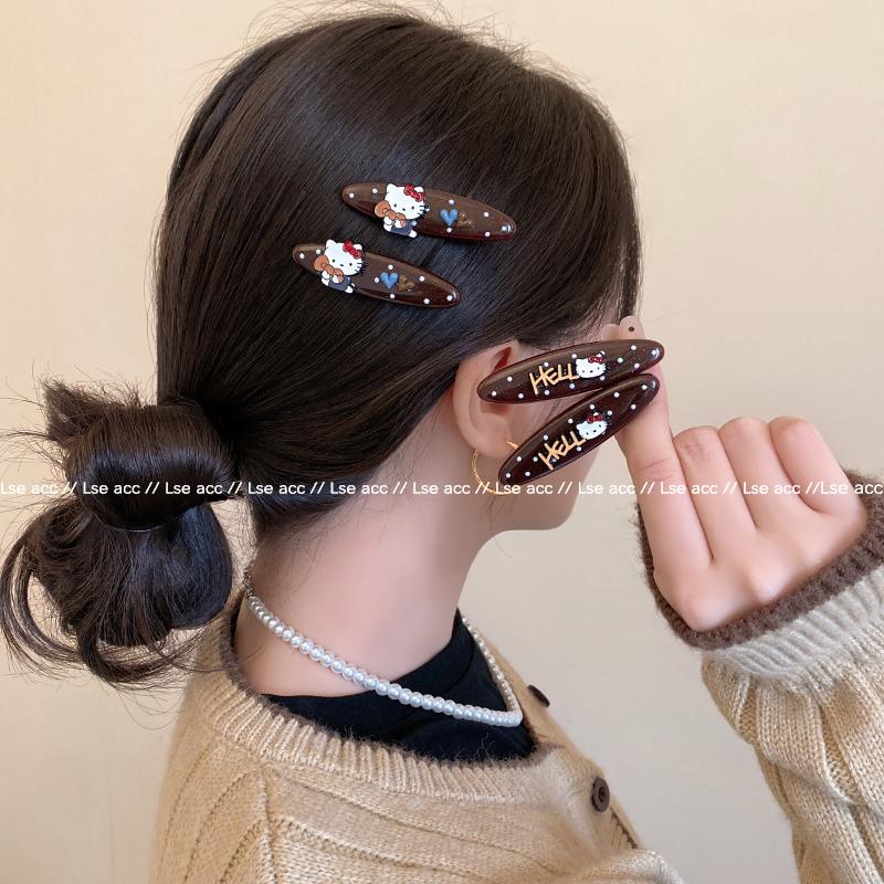 少女HelloKitty波点爱心鸭嘴夹